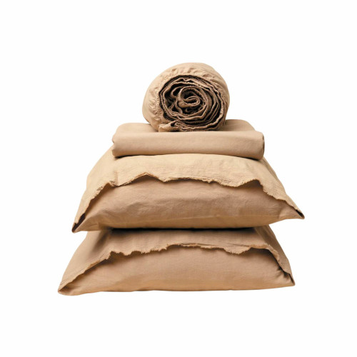 Garment Washed Percale Ochre Bedding